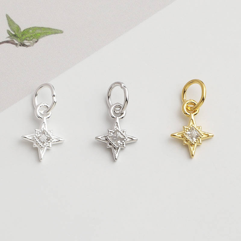 925 Silver North Star Charm Sq - Jewelry Making In La 评论和价格
