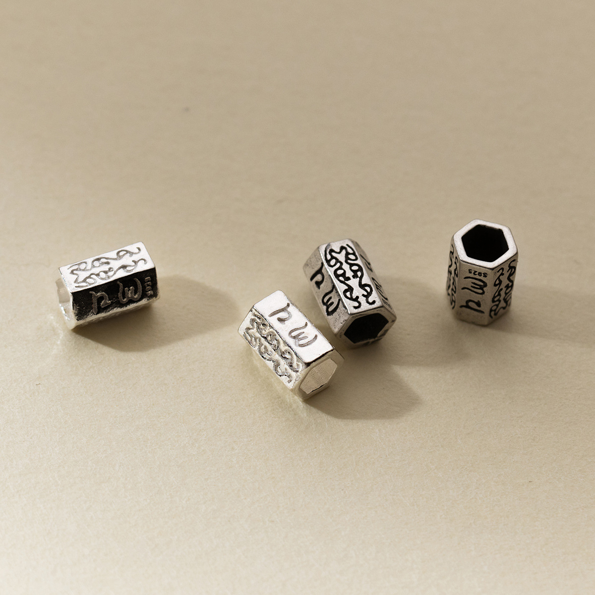 925 Silver Beads Retro Engrave - Jewelry Making In La 评论和价格