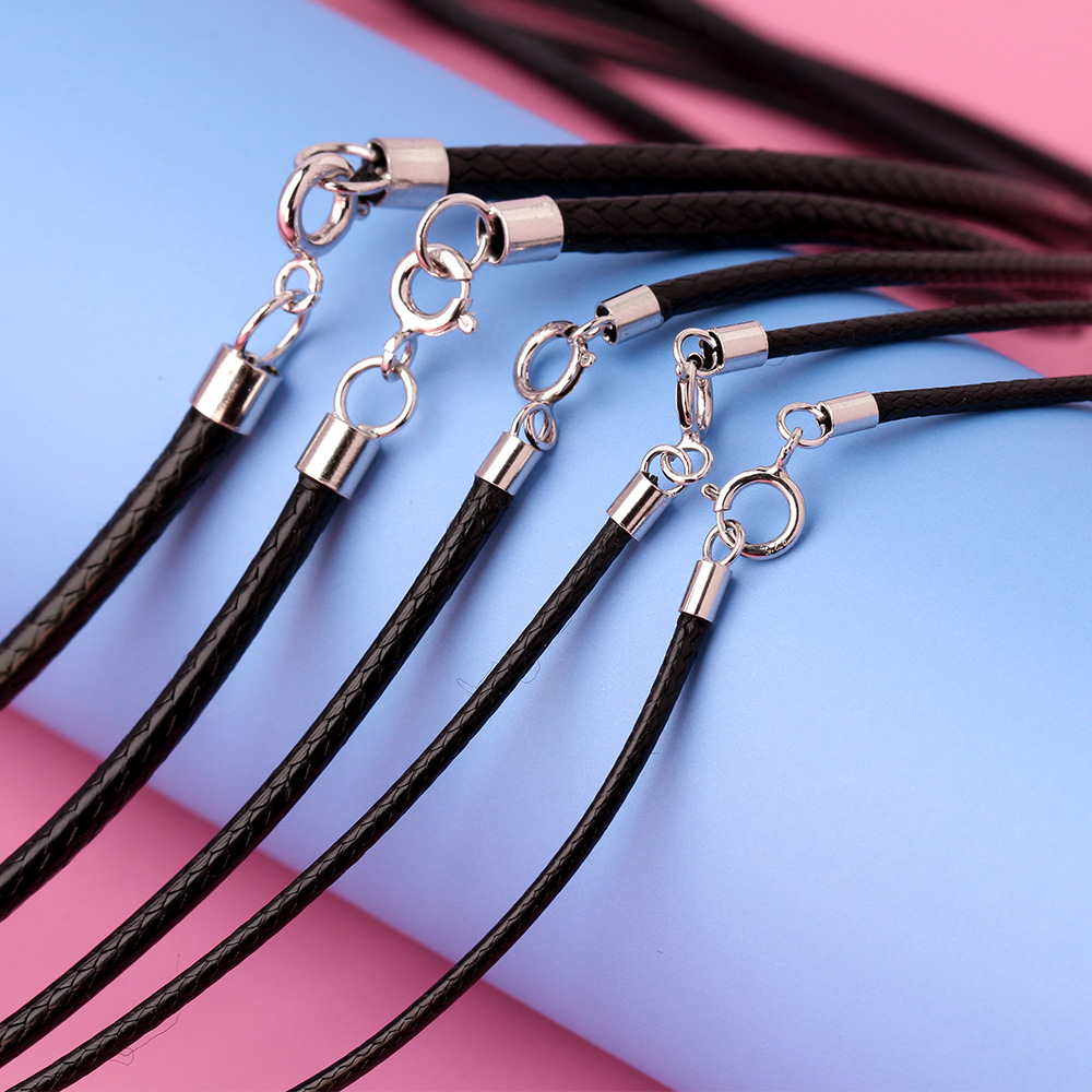 925 Silver Black Braided Leath - Jewelry Making In La 评论和价格