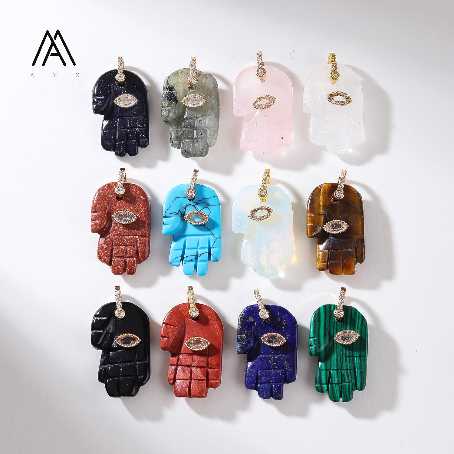 1/3/5/10pcs Hamsa Fatima Hand  - Jewelry Making Gemstones 评论和价格