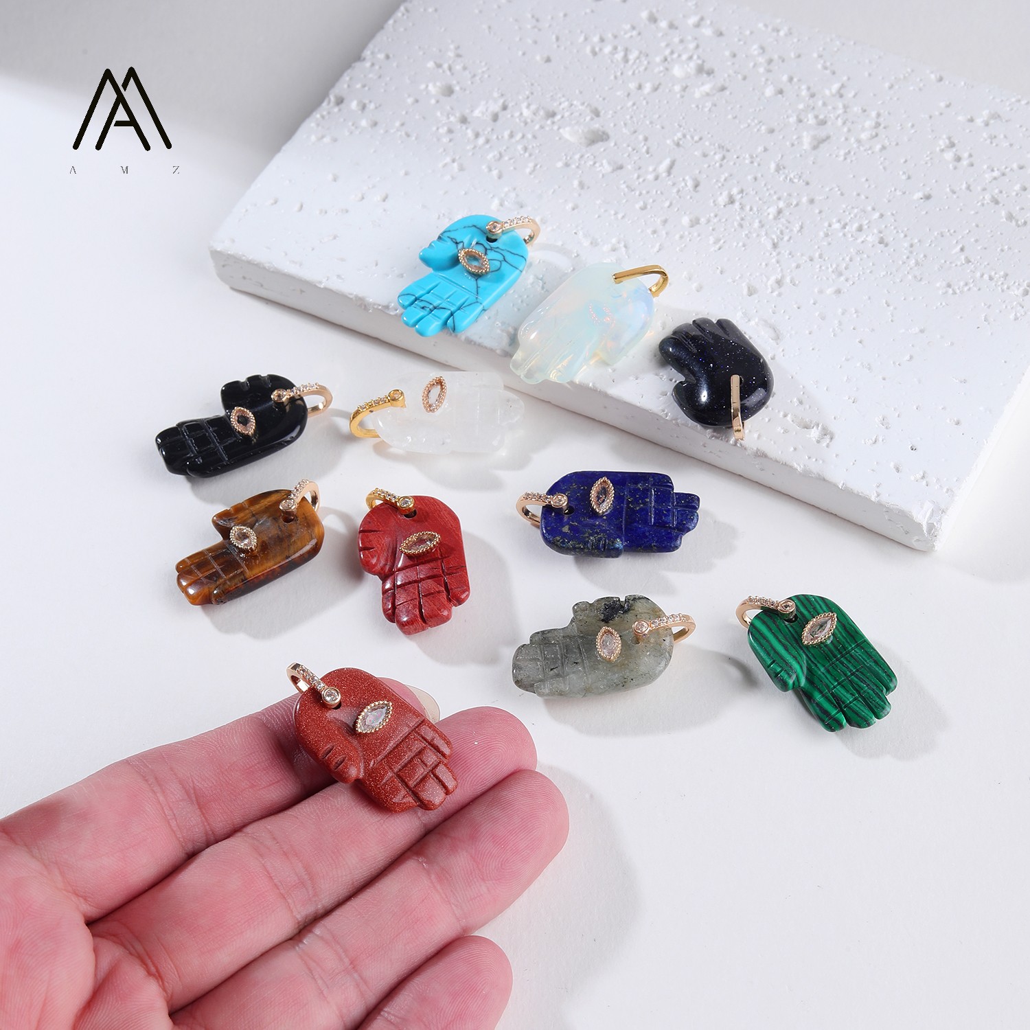 1/3/5/10pcs Hamsa Fatima Hand  - Jewelry Making Gemstones 评论和价格
