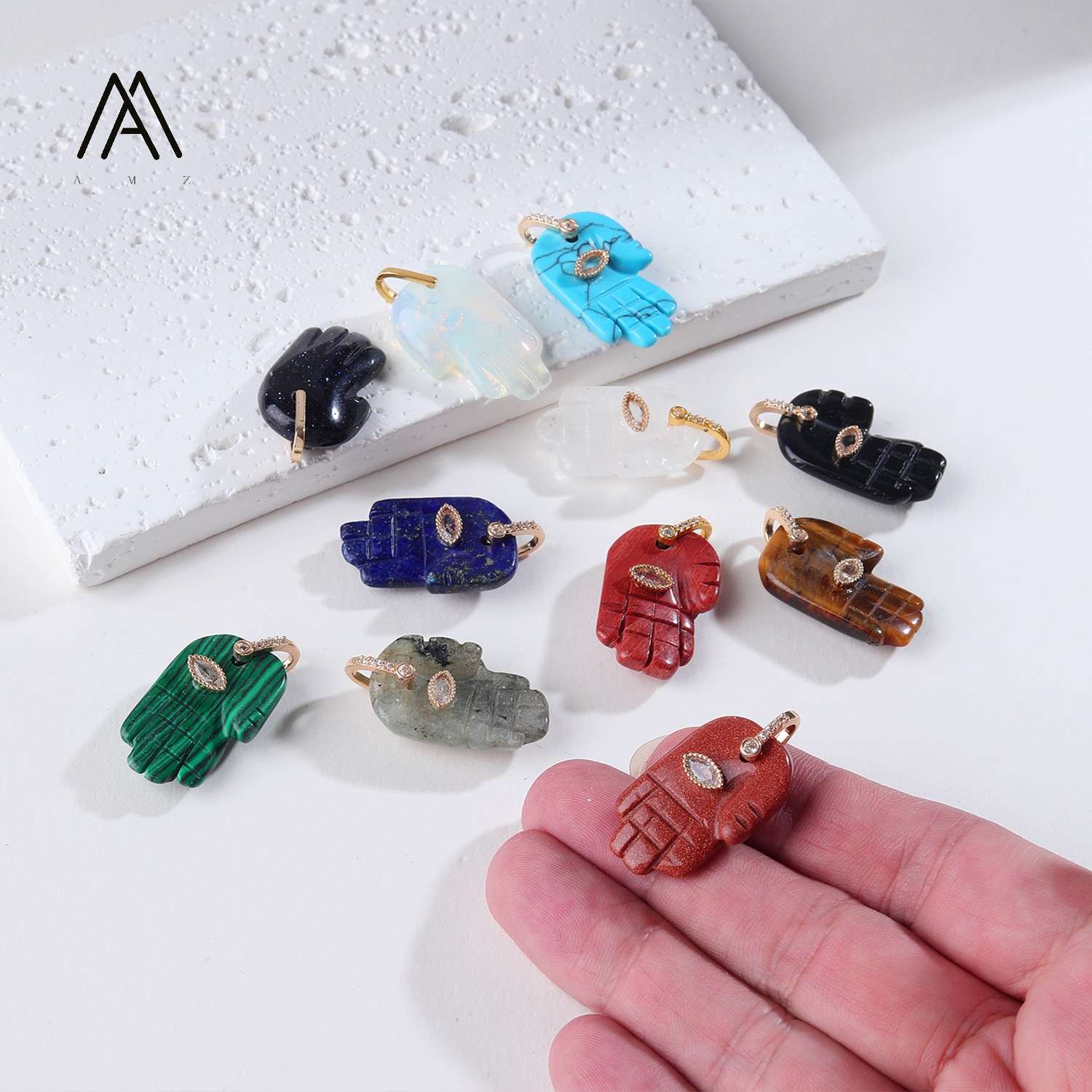 1/3/5/10pcs Hamsa Fatima Hand  - Jewelry Making Gemstones 评论和价格